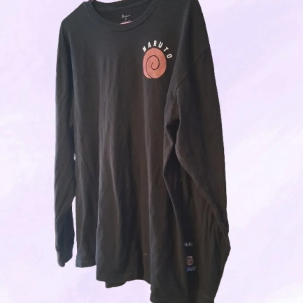 Naruto naruto 07 uzumaki graphic t-shirt long sleeve t-shirt in black, orange L